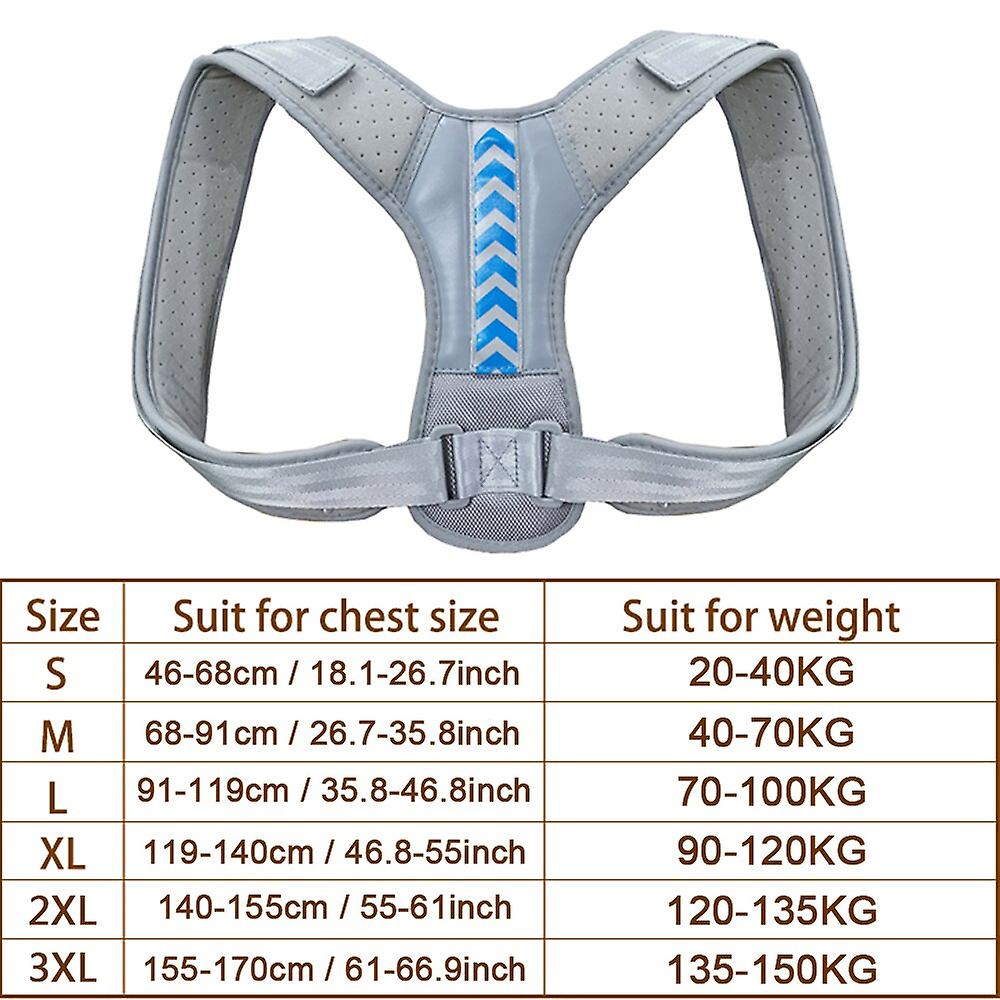 Adjustable Posture Corrector Back Brace Comfortable Posture Trainer For Spinal Alignment & Posture Support Humpback Straightener-grey Blue