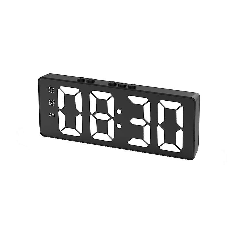 LED Digital Alarm Clock, with Mirror, Snooze Function, Voice Control, Temperature Display, 12/24 Hour Format
