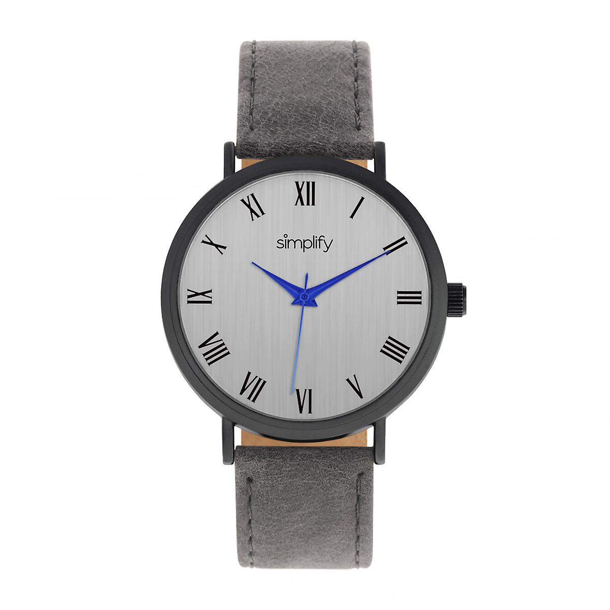 Simplify The 2900 Leather-Band Watch - Black/Charcoal