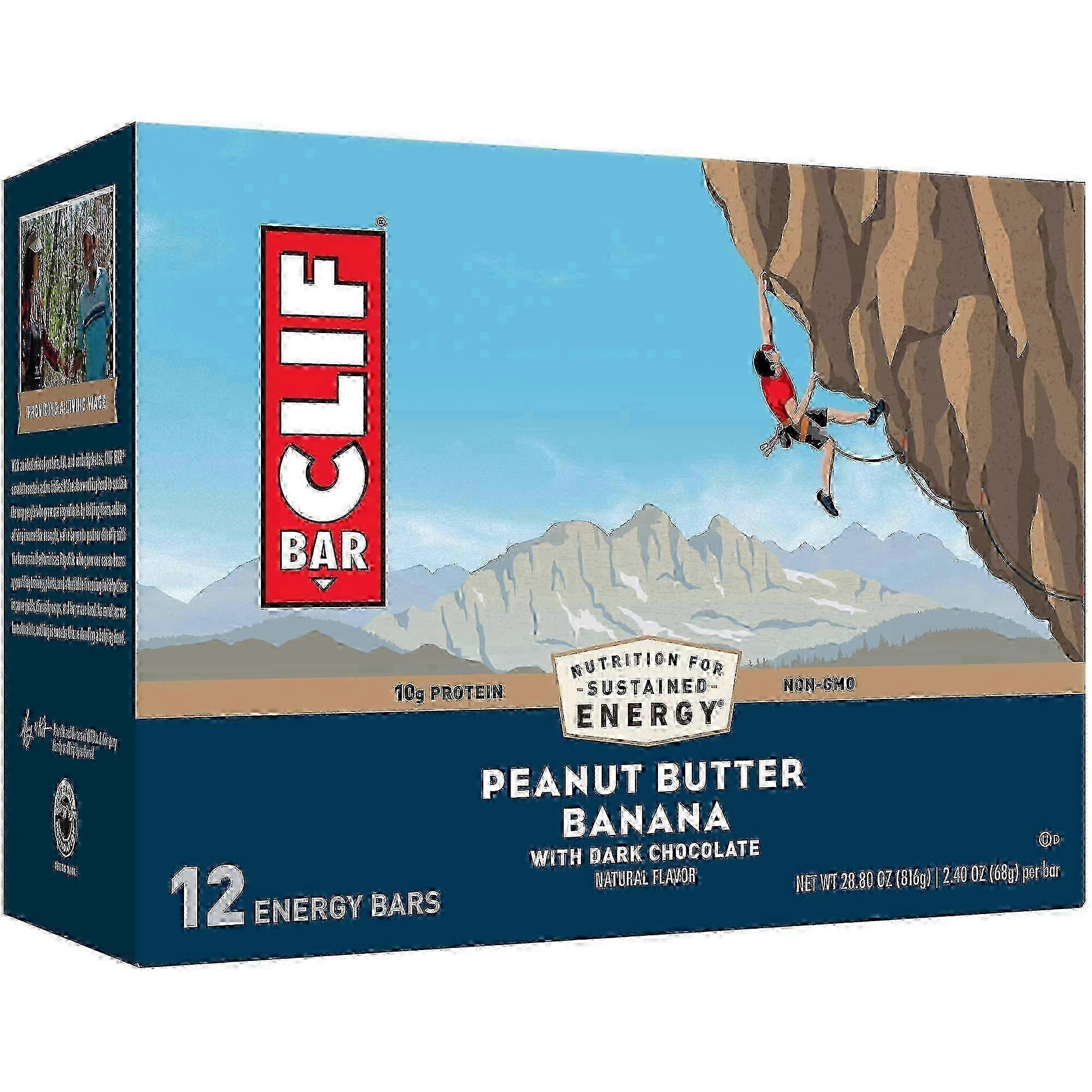 Clif Bar Peanut Butter Banana With Dark Chocolate Energy Bars, 12 Ea