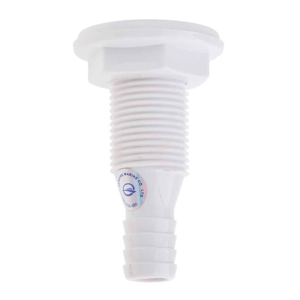 White Plastic Boat Thru Hull Fitting Drain Connector for 5/8" Hose Barb