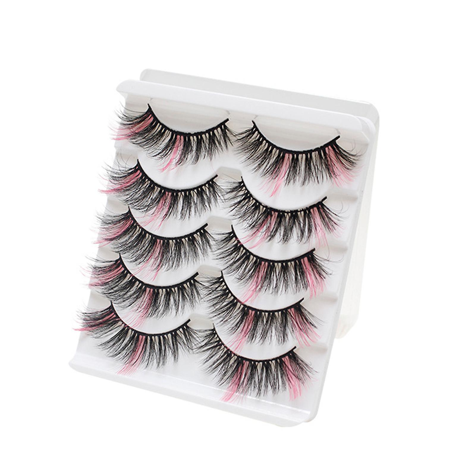 5 Pairs Colorful Curling False Eyelashes Charm Looking Curling Up Eyelashes