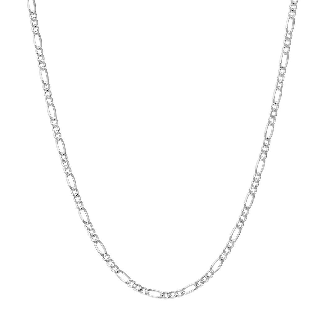 Colar em ouro branco 10k com corrente Figaro de 1,28mm e fecho de argola, unissex - Comprimento: 16 a 20 polegadas.