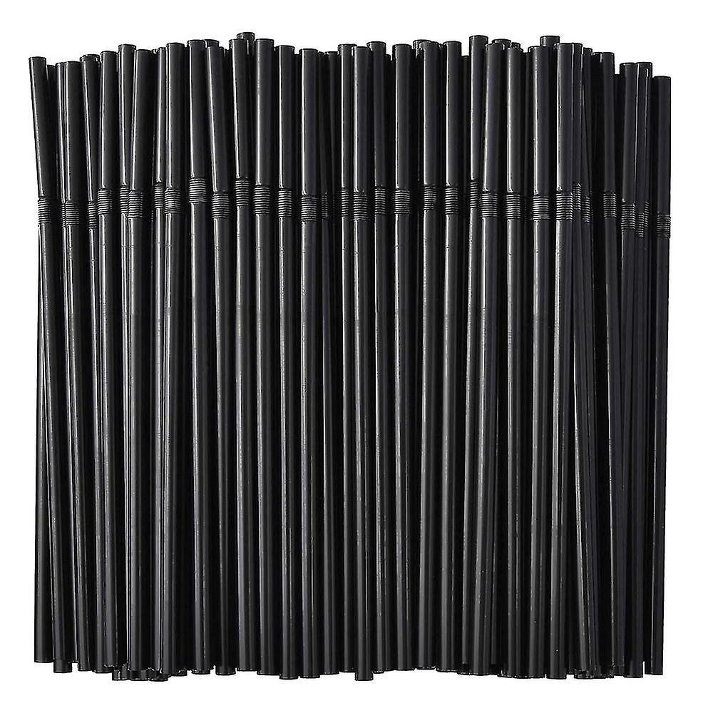 500/200/100pcs Flexible Bendable Black Disposable Plastic Straws