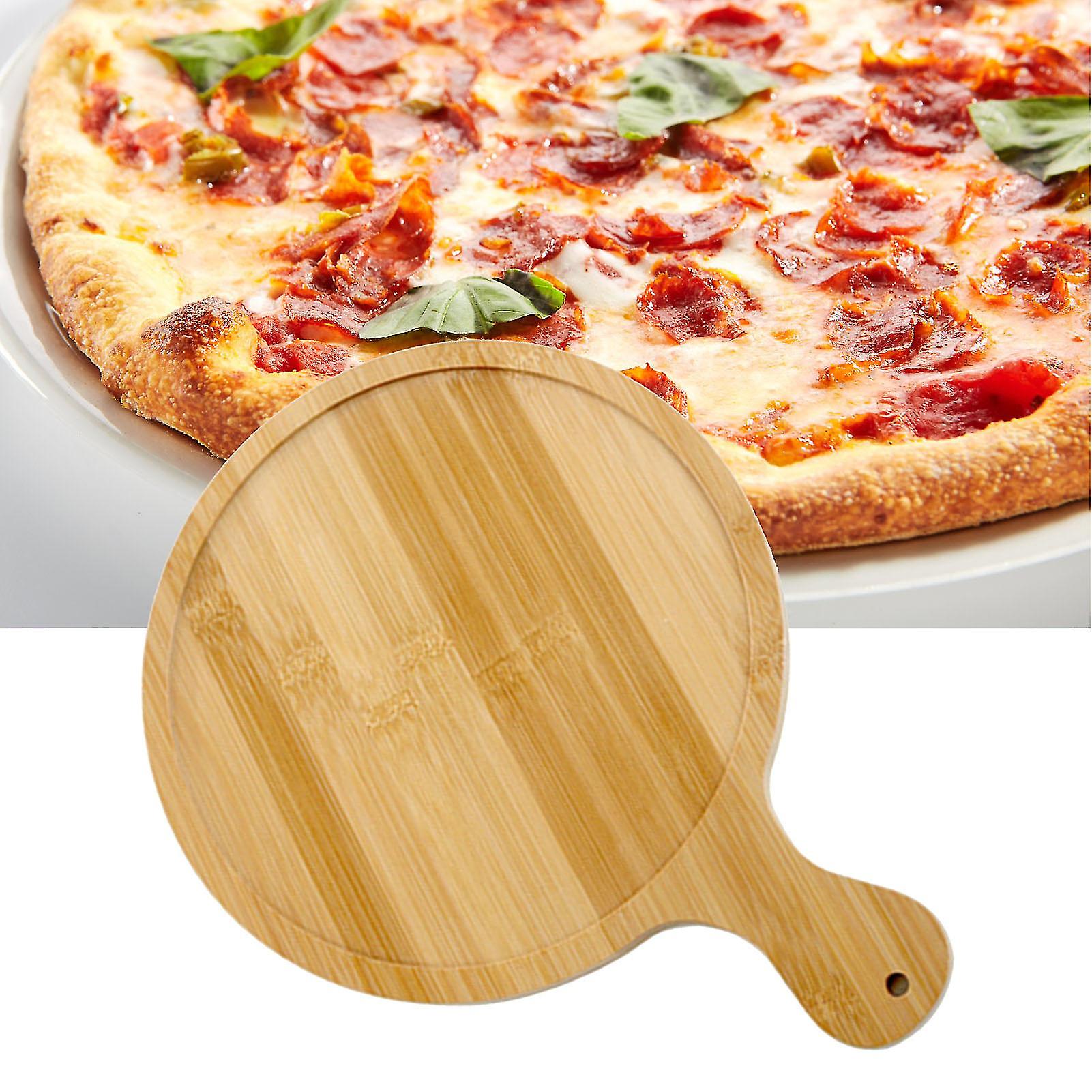 Bamboo Round Pizza Serving Plate Clear Texture Comfortable Hand Feeling ...