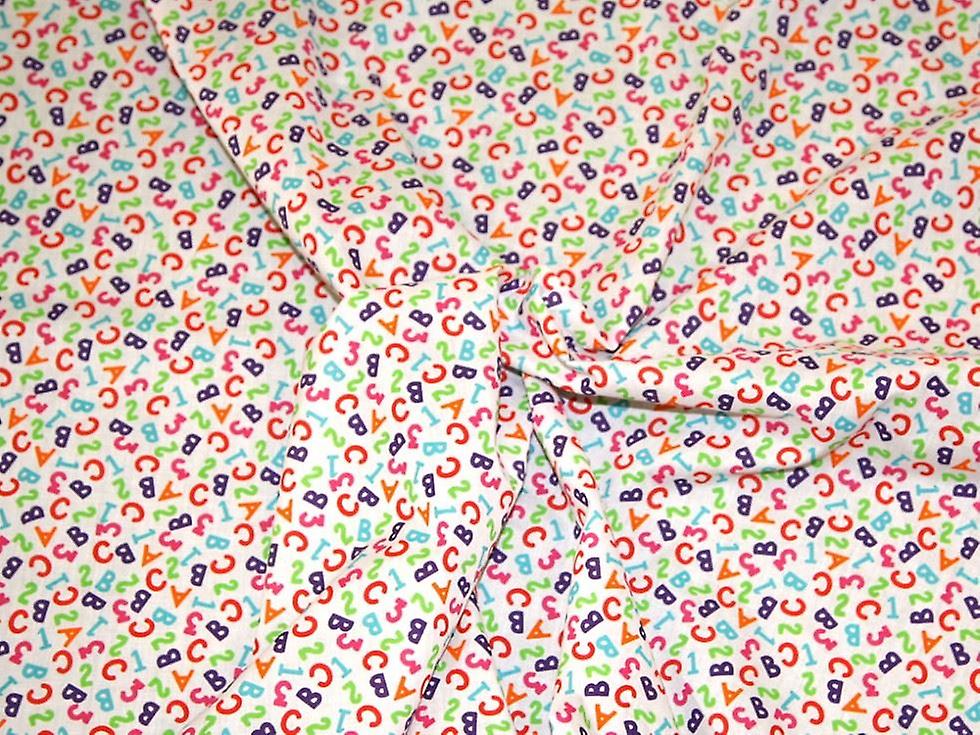 Minerva Printed Polycotton Fabric White & Multicoloured - per metre