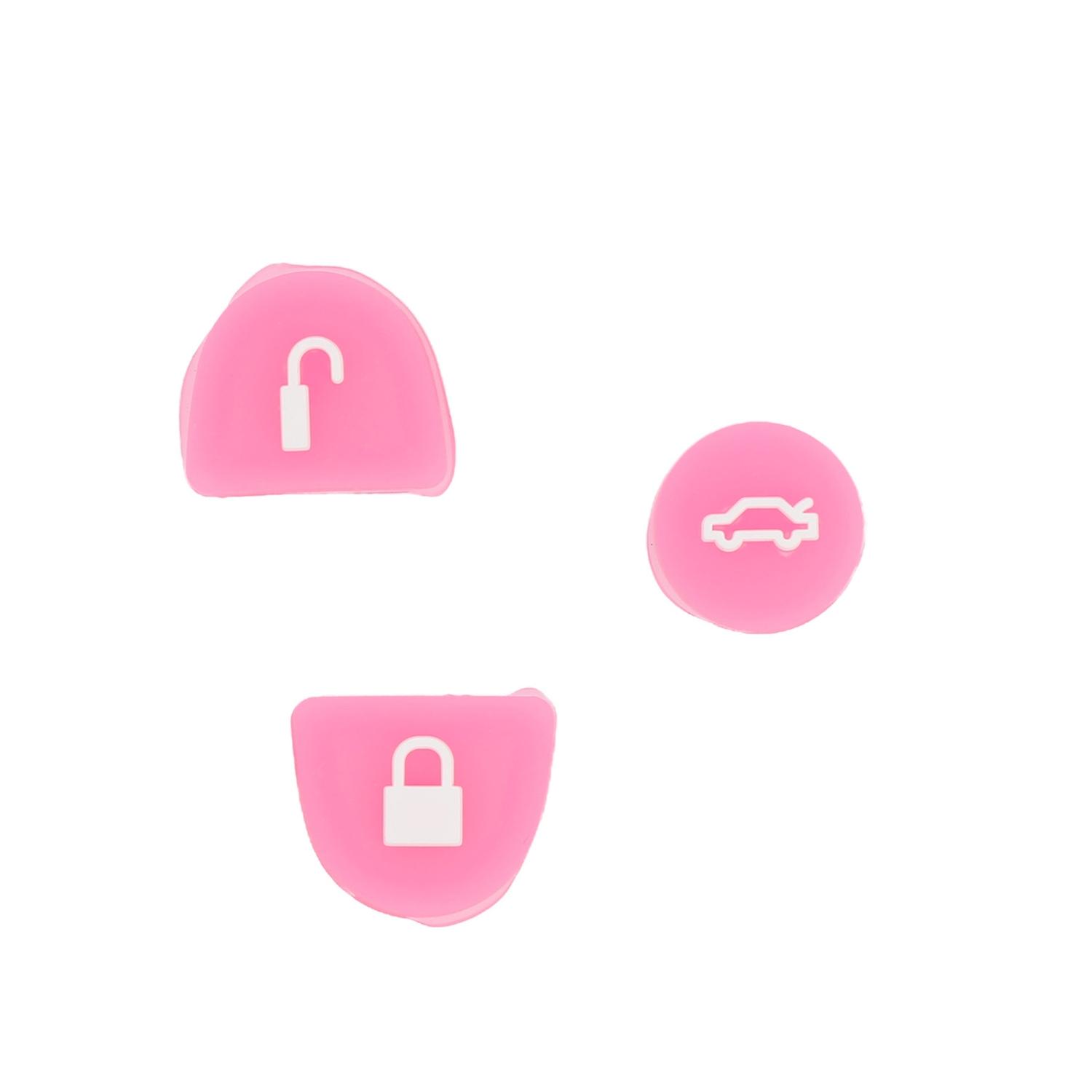 3Pcs/Set Remote Key Button Cover Lock/Unlock/Trunk Standard Pink Long Service Life Key Button Cover