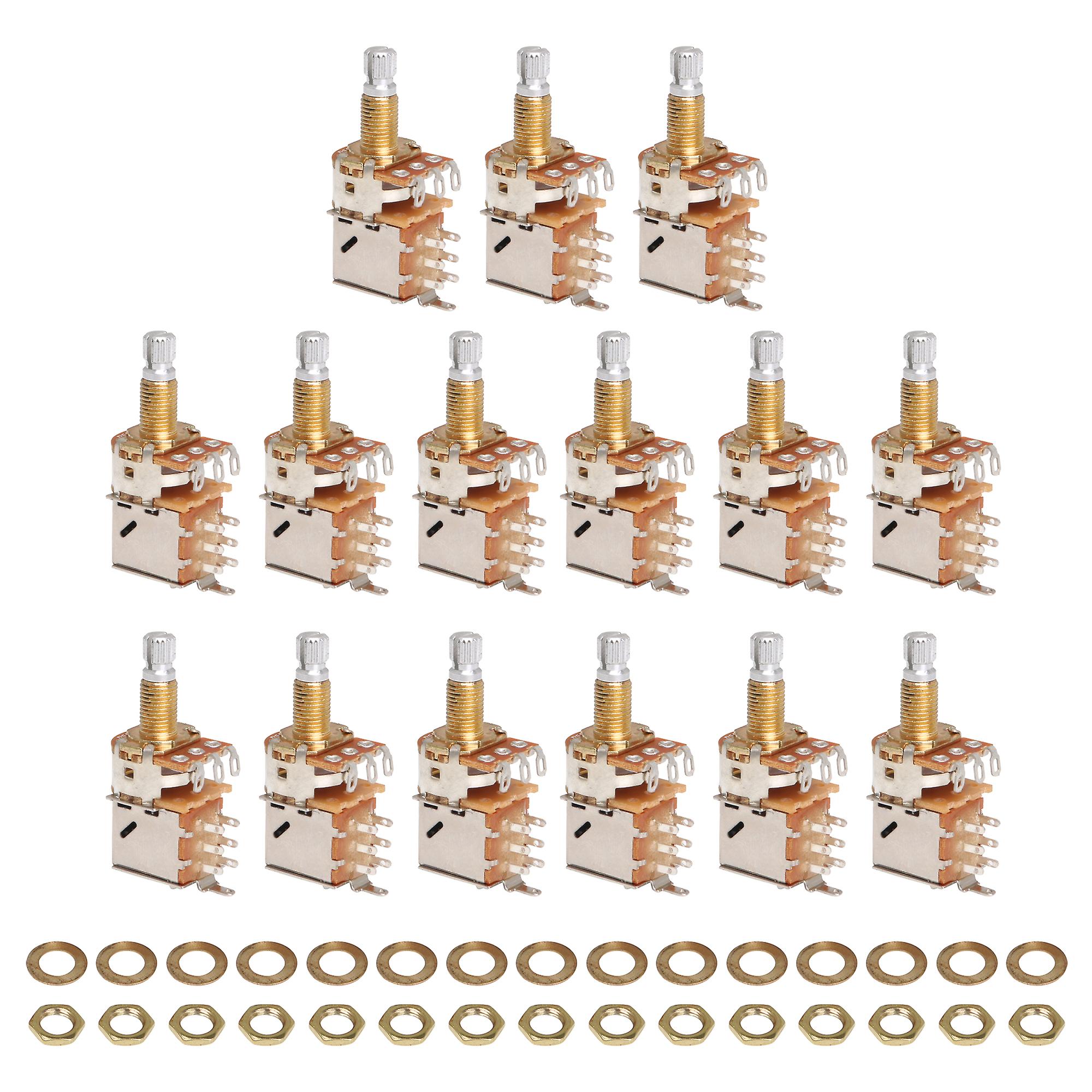 15PCS B500k Guitar Control Push Pull Potentiometer 18mm Coarse Knurling Shaft