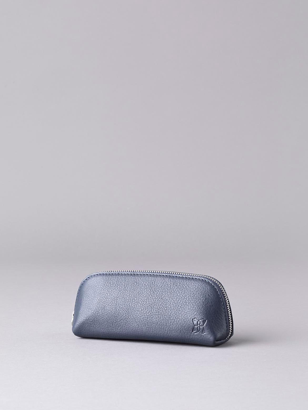 Arnside Leather Zip Glasses Case in Navy