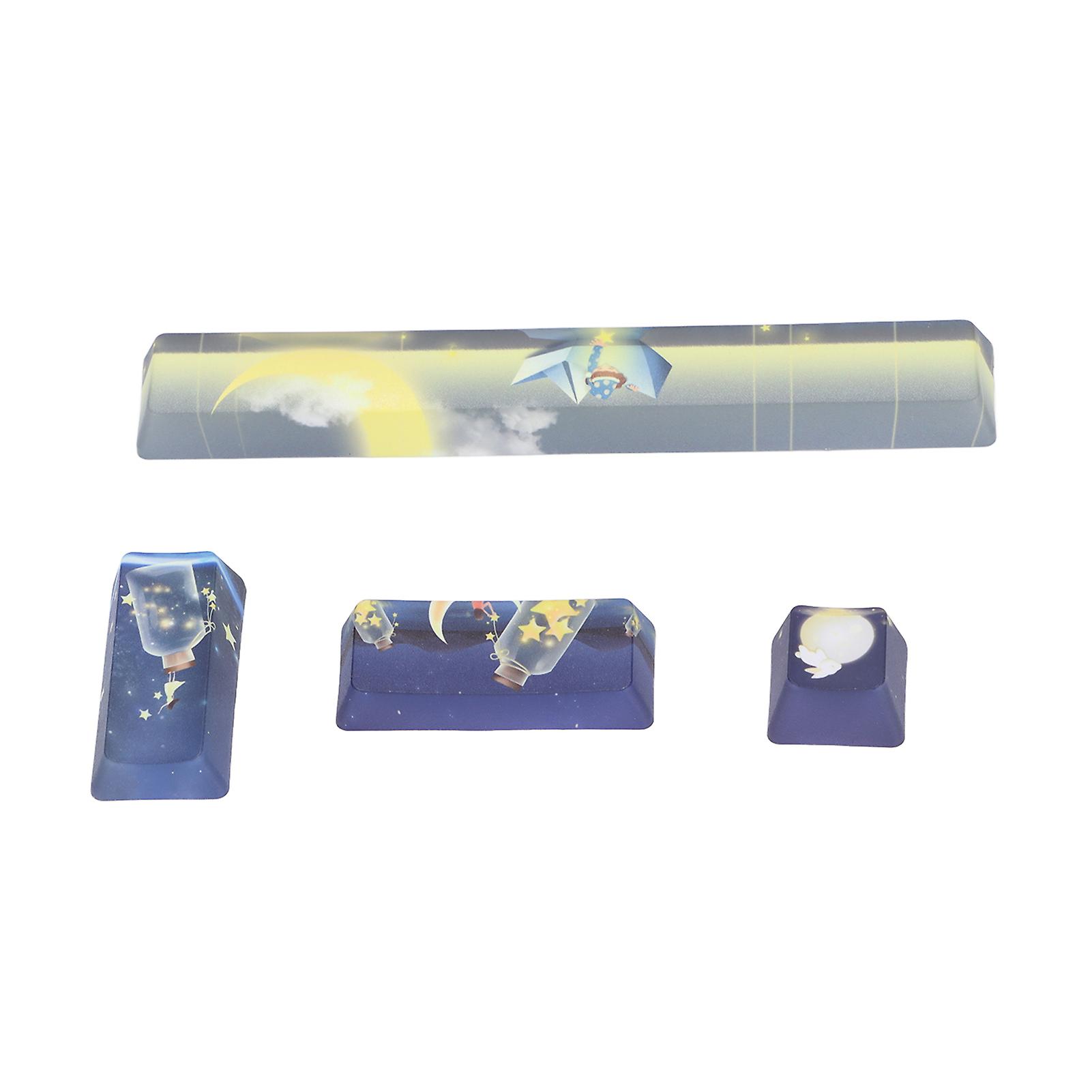 4 pcs Custom Keycaps Bright Colors Interesting Patterns DIY Replacement Parts for Mechanical Keyboards