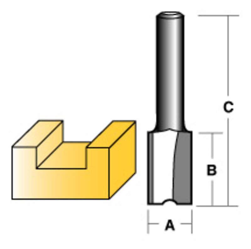 Carbitool Straight Router Bit 16Mm Long 1/4" Shank