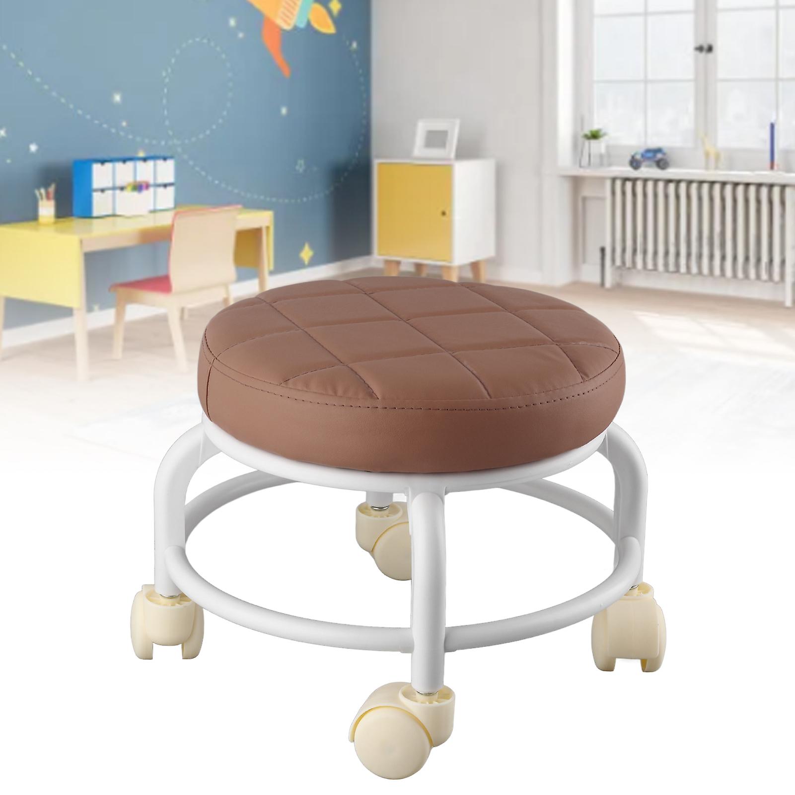 Rolling Ottoman Footrest Stool, Memory Foam, Waterproof, Coffee Color