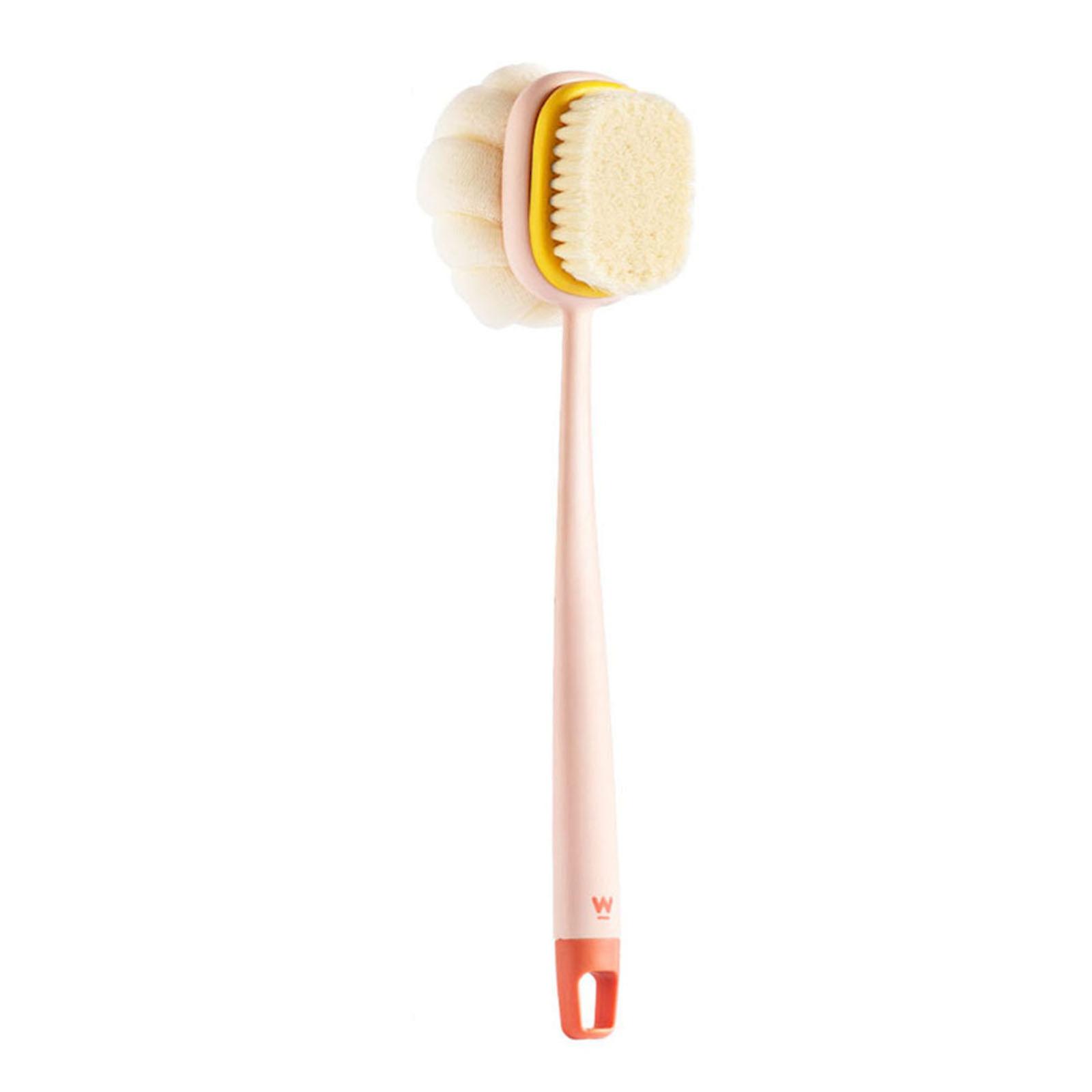 Double-Sided Shower Brush with Long Handle Reusable Back Exfoliating Scrubber