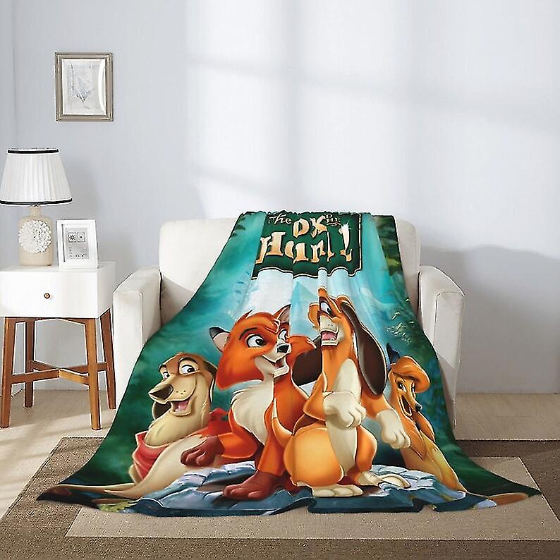 Disney The Fox And The Hound Custom Name Blanket Trykt Soft Flanell Fleece Warm Video Games Kast tepper for Home Bed Couch sengetepper