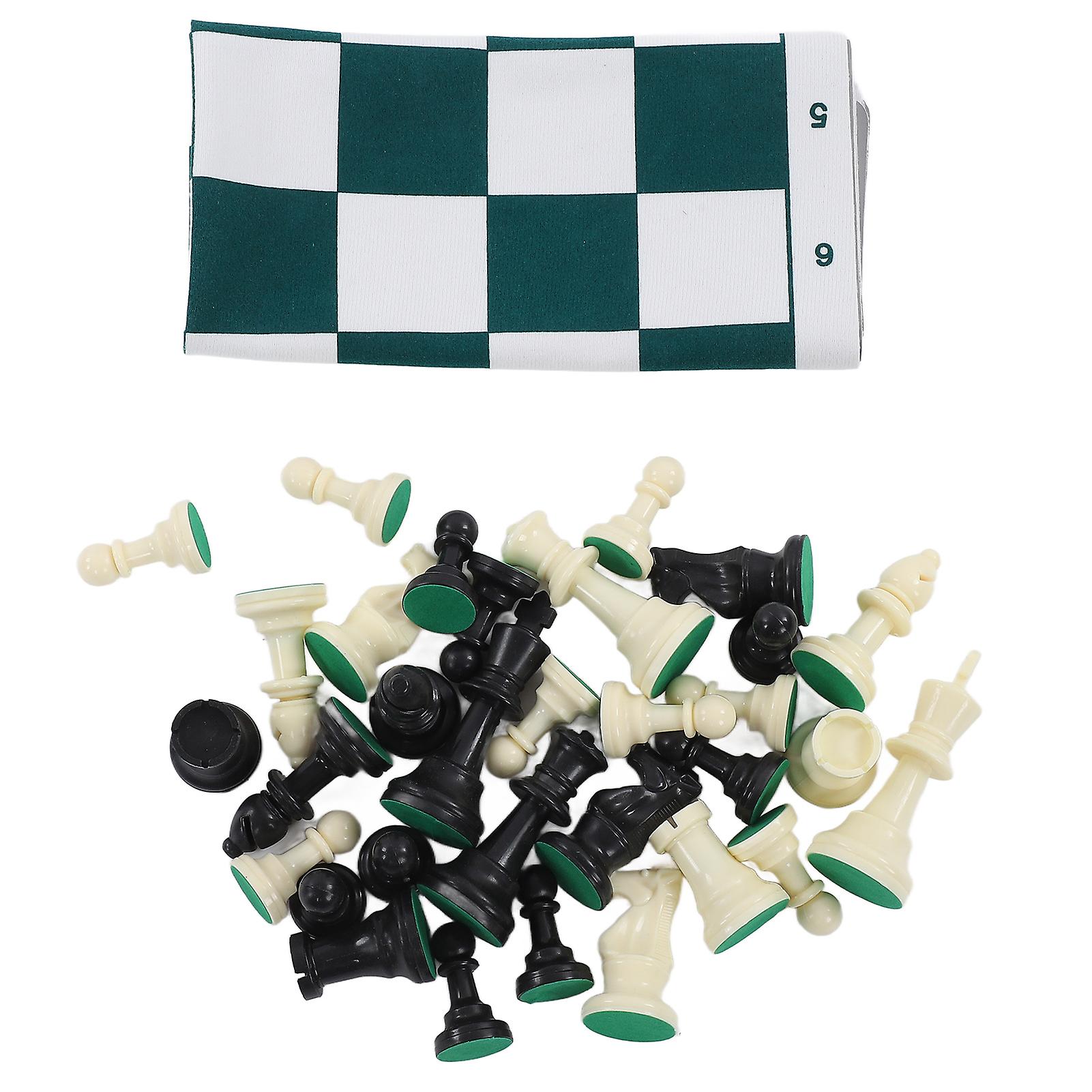 Chess Set Plastic Chess Board Set Desktop Game with 50x50cm Artificial Leather Board for Party Camping Relaxing