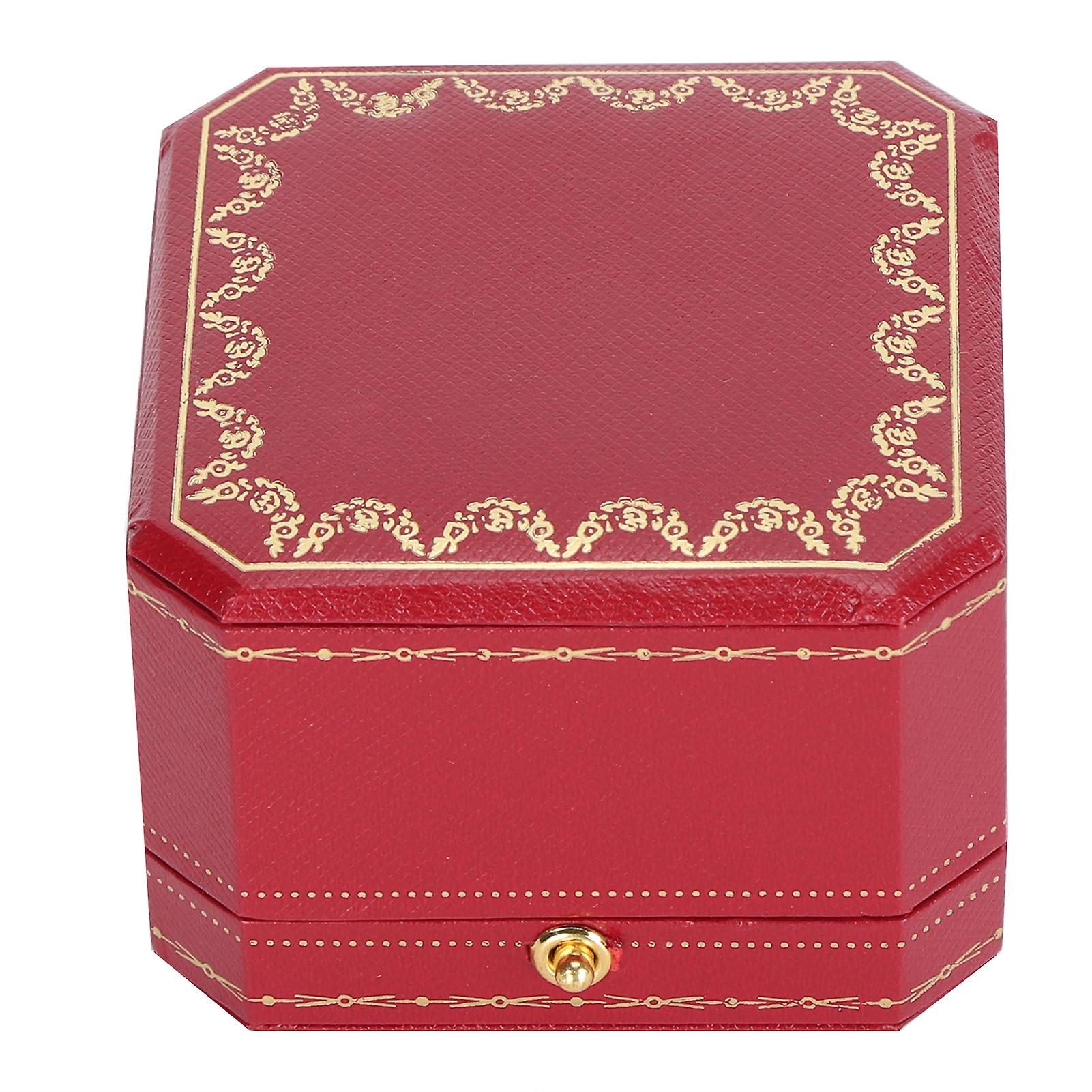 Set of 2 Ring Boxes, Jewelry Display, Gift Box for Proposal, Engagement, Red