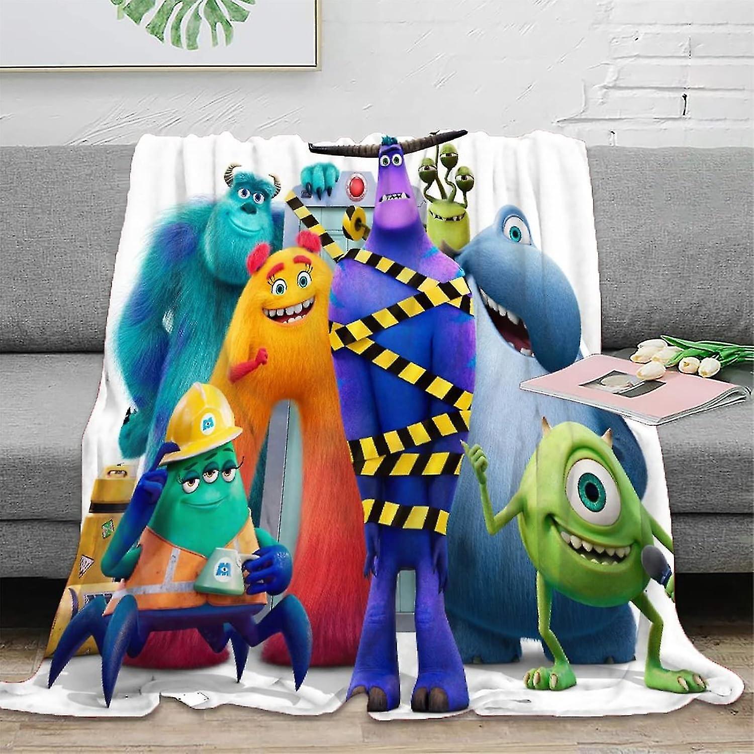 Monsters Inc Flanellfilt 3d-tryckt söt monster sängfilt Fluffig flanellsäng kastar modetemafilt för soffa Azxs-11
