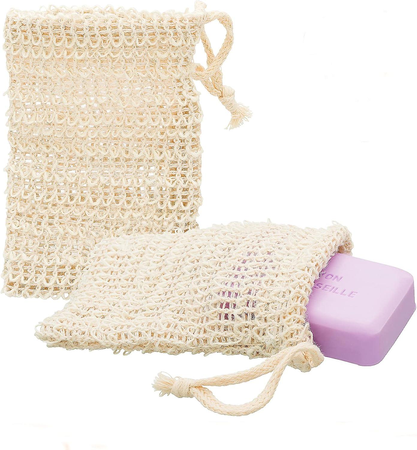 2x sisal soap bag natural soap net soap sachet soap sponge 14cm x 9cm