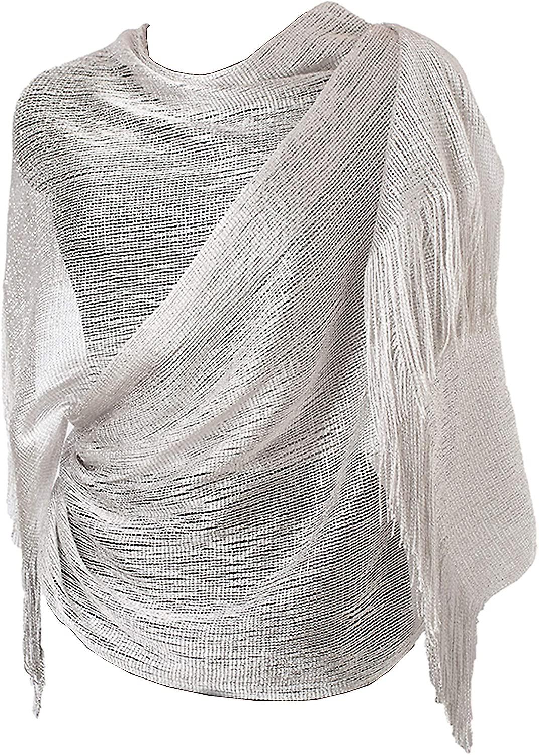 Women's Sparkle Shawls and Wraps for Party Dresses Metallic Silver