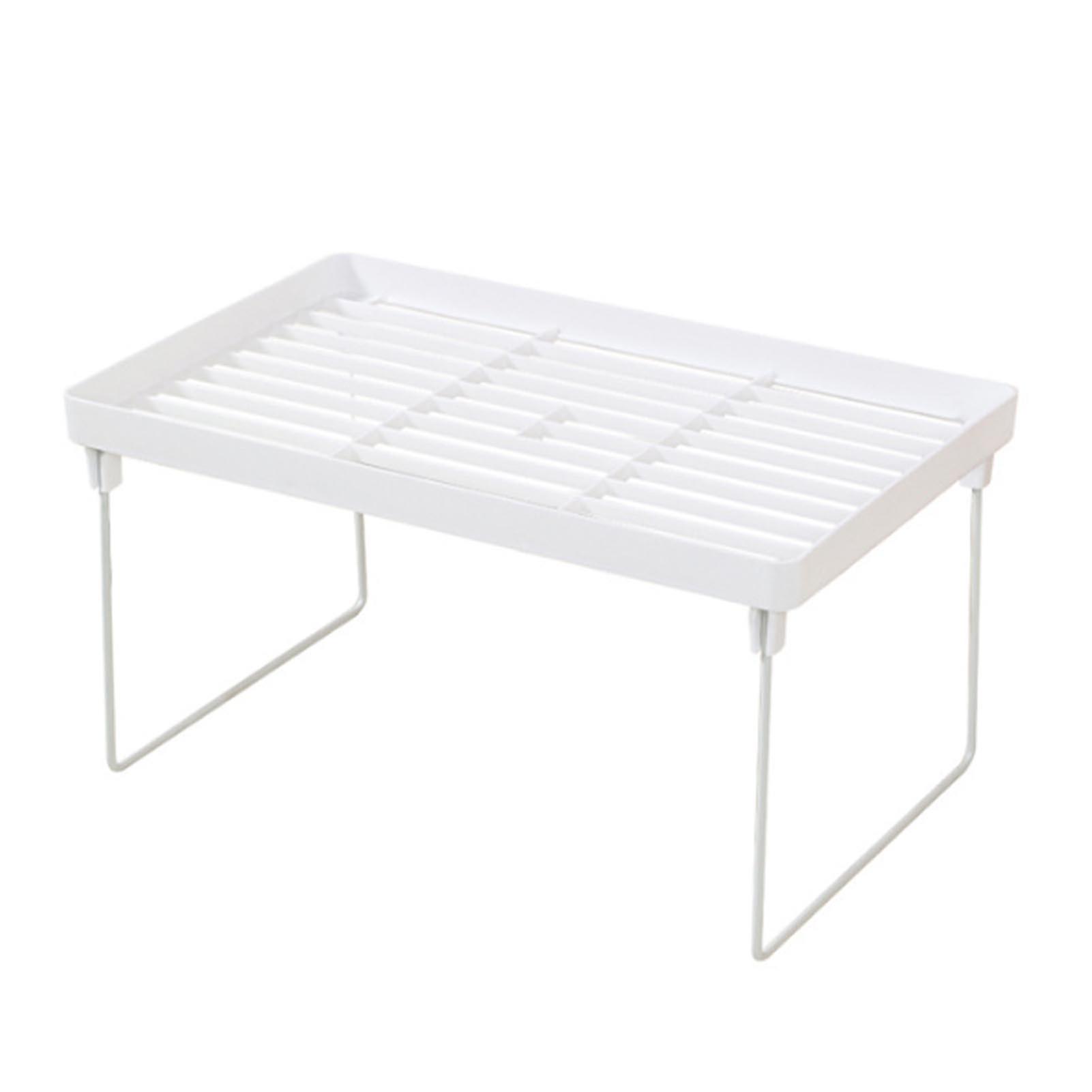 Kitchen Stacking Shelf Plastic and Metal Multifunctional Stackable Kitchen Counter Shelf Organizer Large Size