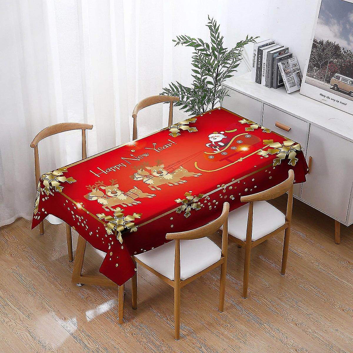 Rectangular Christmas Tablecloth Polyester 140 * 180cm Christmas Tree Patterns for Christmas Table D