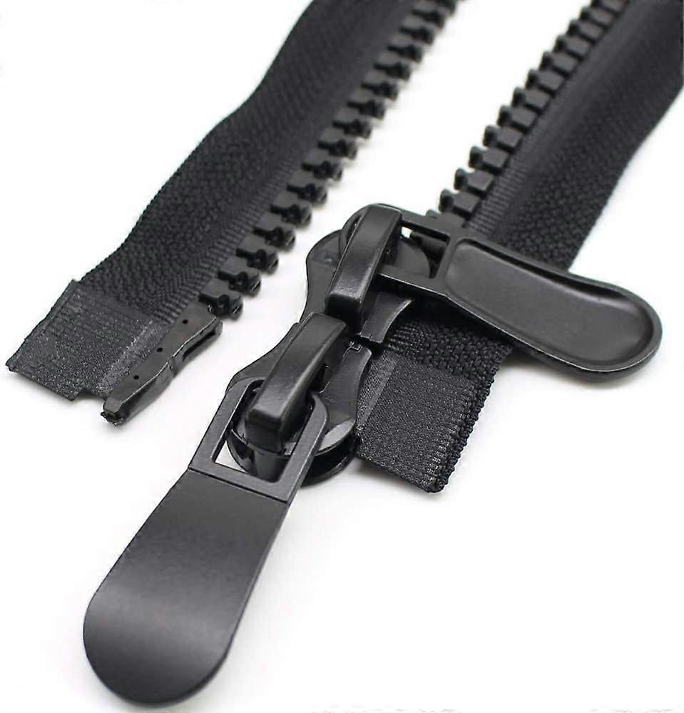 2 packs, separable zipper zipper made of heavy-duty plastic, black
