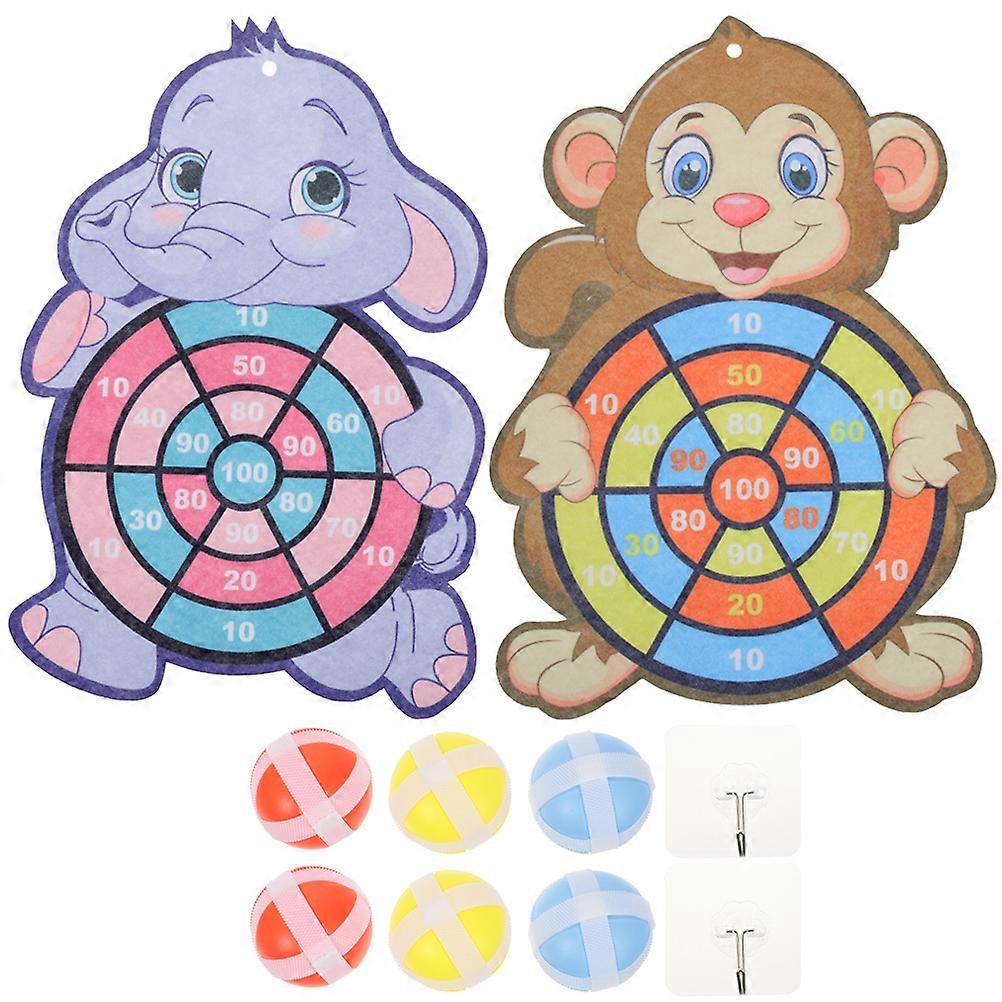 2 Sets Kids Dart Board Game Sticky Balls Indoor Dart Board Game Cartoon Dart Board Game