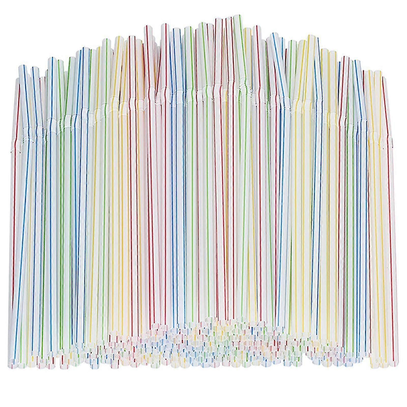 600 PCS Drinking Straw Flexible Reusable Colorful Straws for Kids and Adults Bendable Drinking Straws Multi Colored Striped Flexible Straws