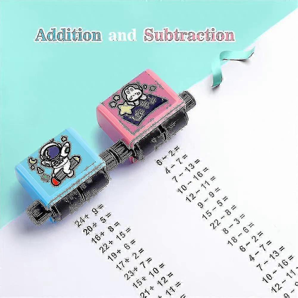 2pcs/set Addition And Subtraction Teaching Stamps Smart Math Roller Stamps Practice Tool