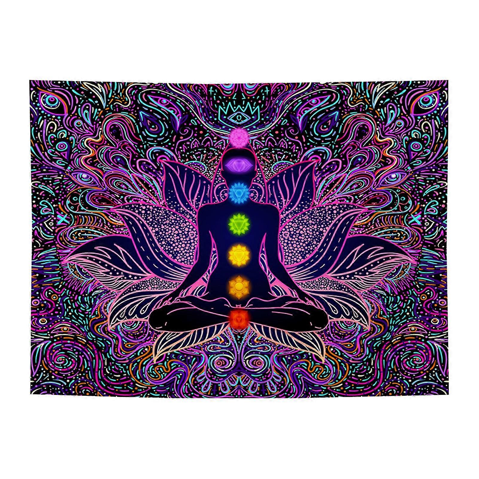Uv Reactive Blacklight Seven Chakra Tapestry For Bedroom Aesthetic