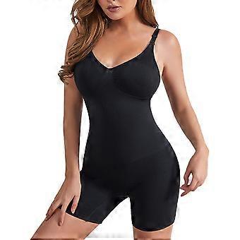 One Piece Shapewear V Neck Tummy Control Thigh Waist Slimming Body Shaper Suit for Women Black L/XL