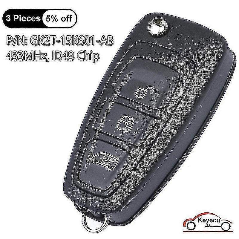 3 Tasten 433mhz Id49 für Ford Transit / Transit Custom / Tourneo Custom 2015-2020 Flip Remote Key Fob Gk2t-15k601-ab / AA
