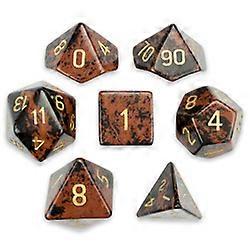 Set de 7 Handmade Stone Polyhedral Dice, mahon Obsidian