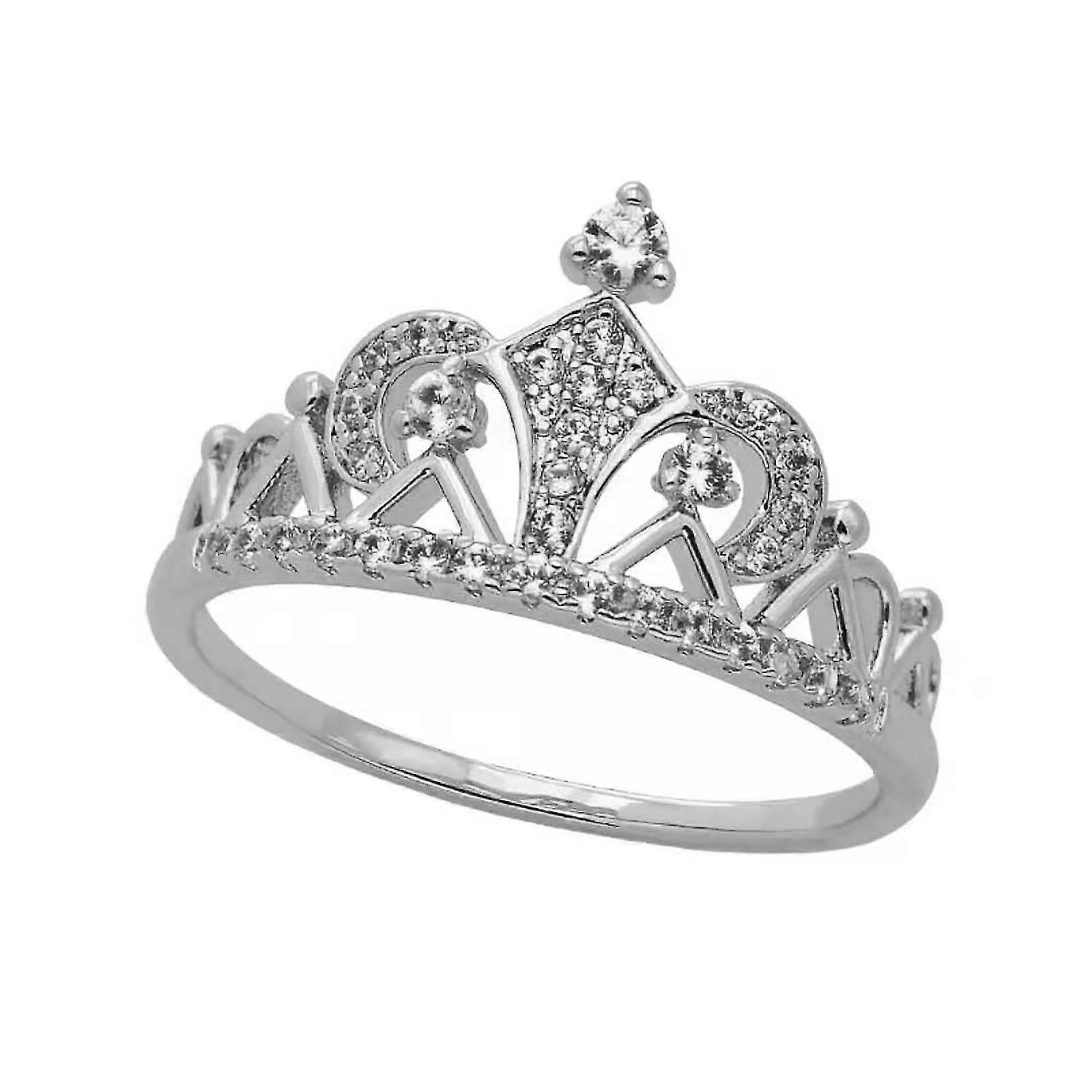 elegant temperament crown lady proposal ring copper ring size 5-10