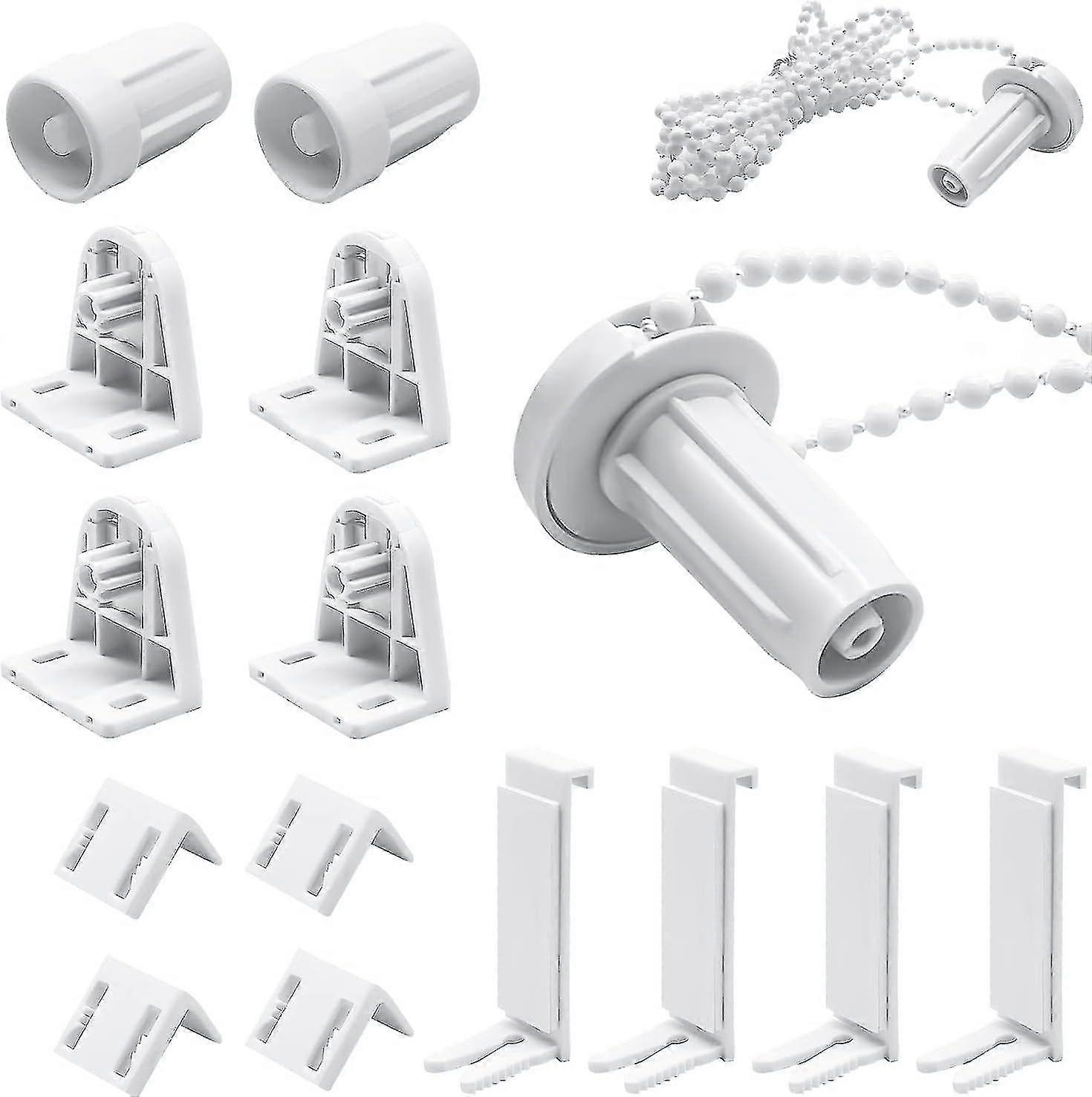 2 Sets 17mm Plastic Roller Blind Repair Kit, No Drilling Kit Required, White