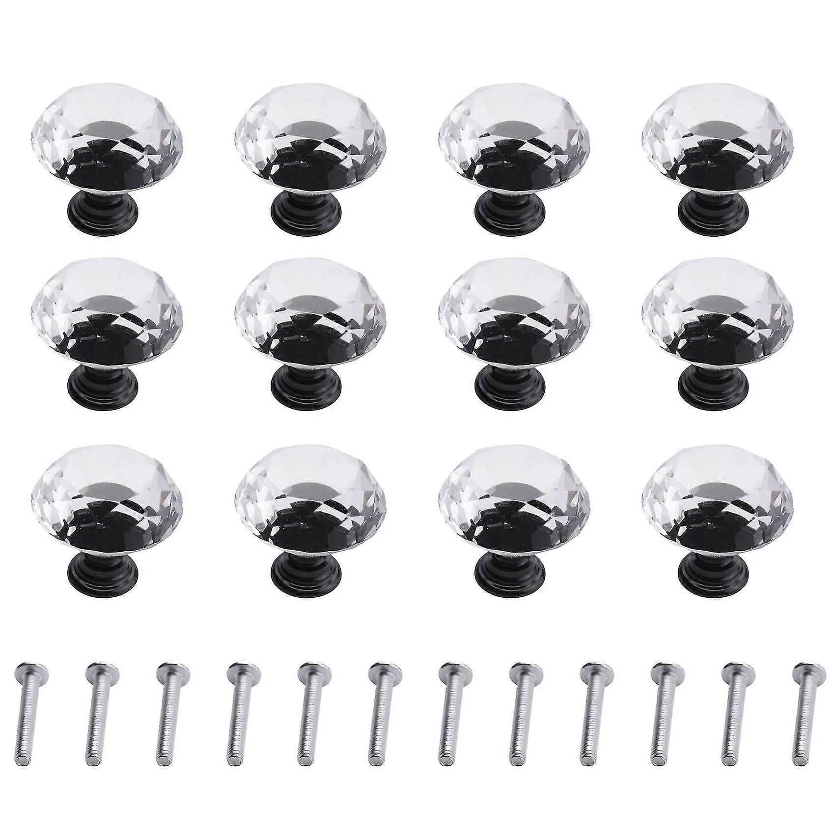12 Pack Drawer Cabinet Knobs Diamond Shaped Artificial Crystal Glass Knobs Pulls for Dresser Kitche