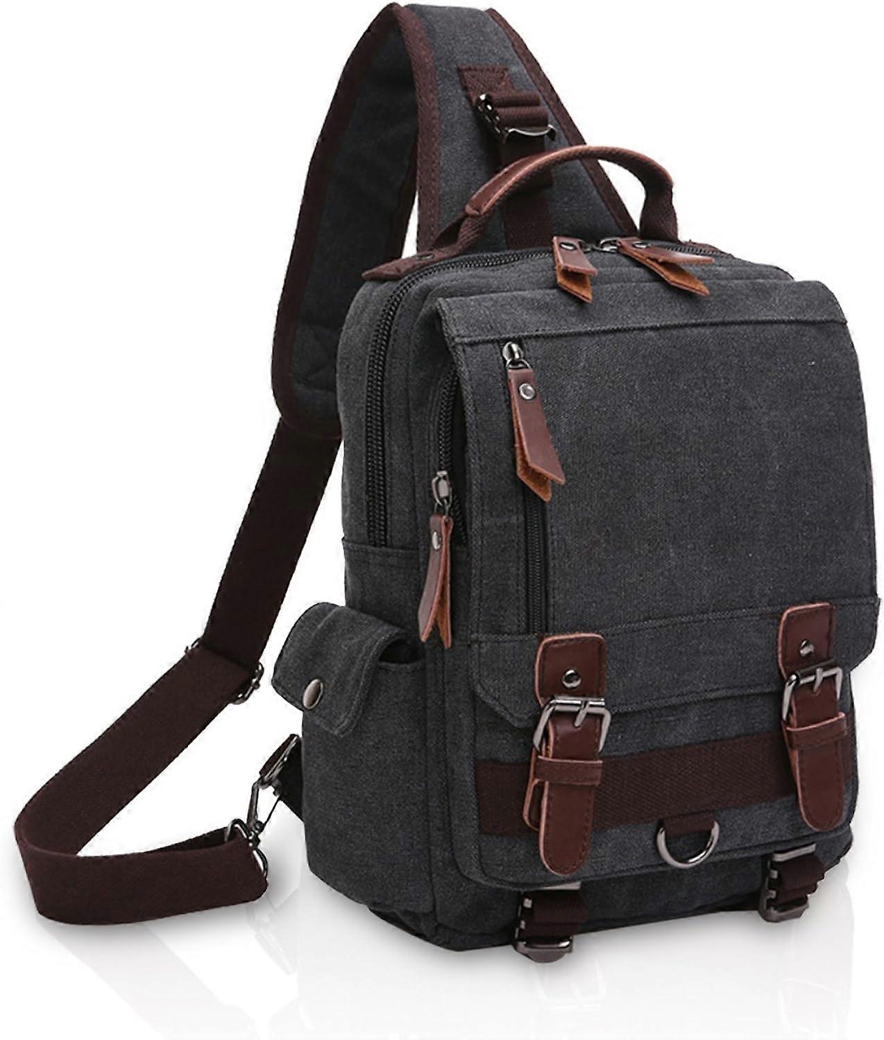 Mochila de lona transpirable para hombre,Negro A