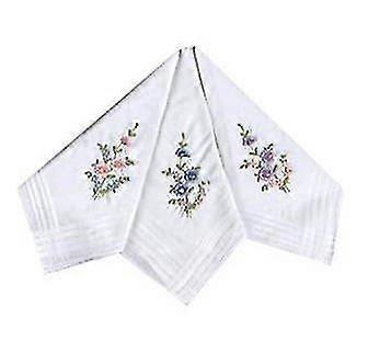 6 mulheres do bloco ' s/senhoras tingidas & lenços bordados com bordas do cetim da listra, 100% Cotton