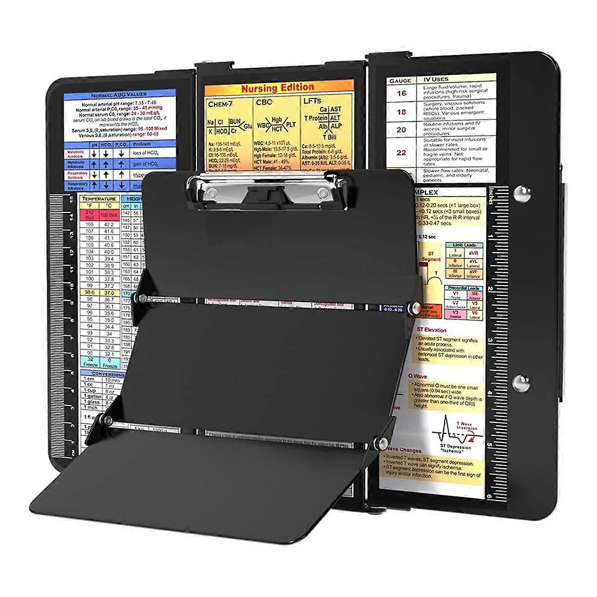Nursing Clipboard Foldable, Nurse Clipboard with Low Profile Clip and Pen Clip Pocket Clipboard for Students A