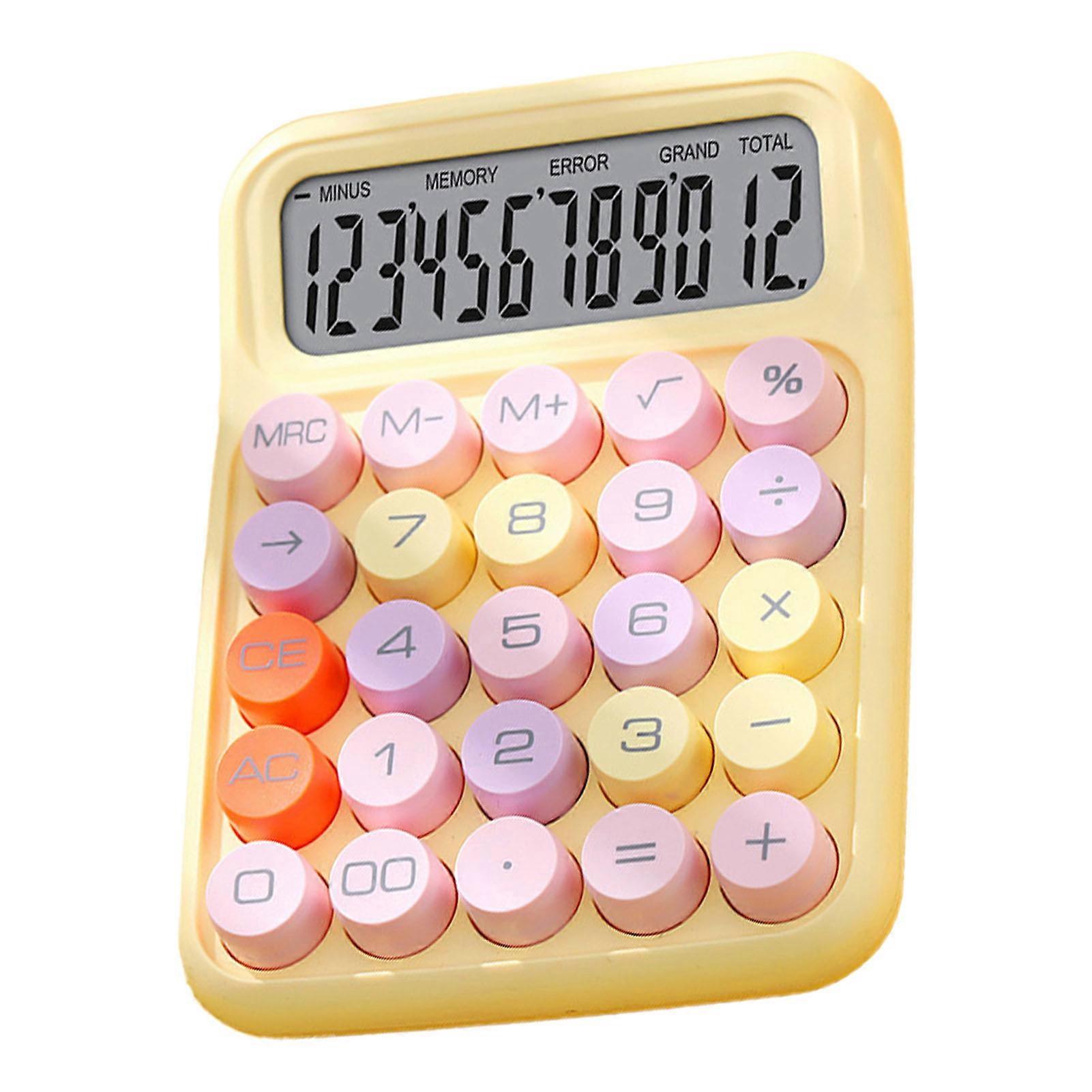 Colorful Calculator Mechanical Keyboard Calculator Electronic Desktop Calculator for Home School Office Yellow