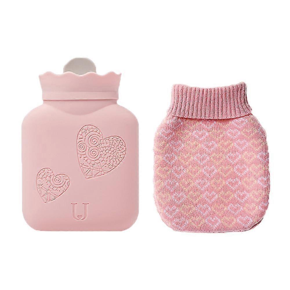 saco de água quente de silicone com capa de malha compatível com alívio da dor, cólicas, costas, pescoço, pés, cólicas menstruais