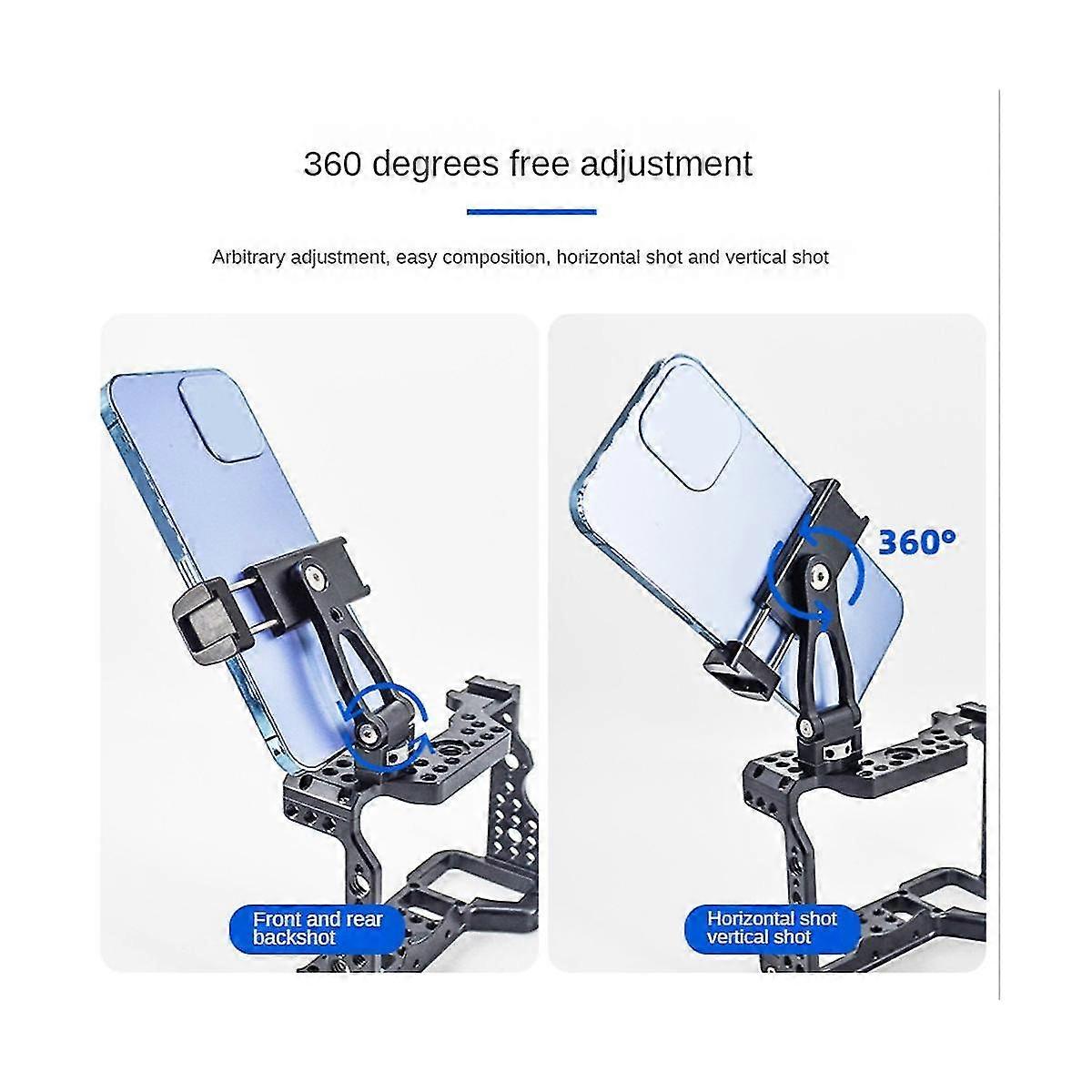 Adjust At Any Angle Multi-function Double Cold Shoe Mobile Phone Clip 360 Expansion Horizontal And