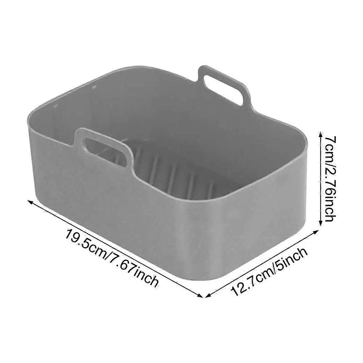 Air Fryer Silicone Pot Reusable Square Heat Resistant Bowl Portable Oven Baking Tray Pizza Fried Ch