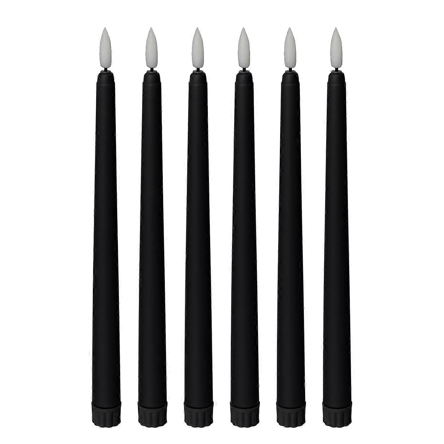 Black Cone Flameless Candles - 11 Inches (About 27.9 Cm), 6, Battery Powered, LED Flash with Wick