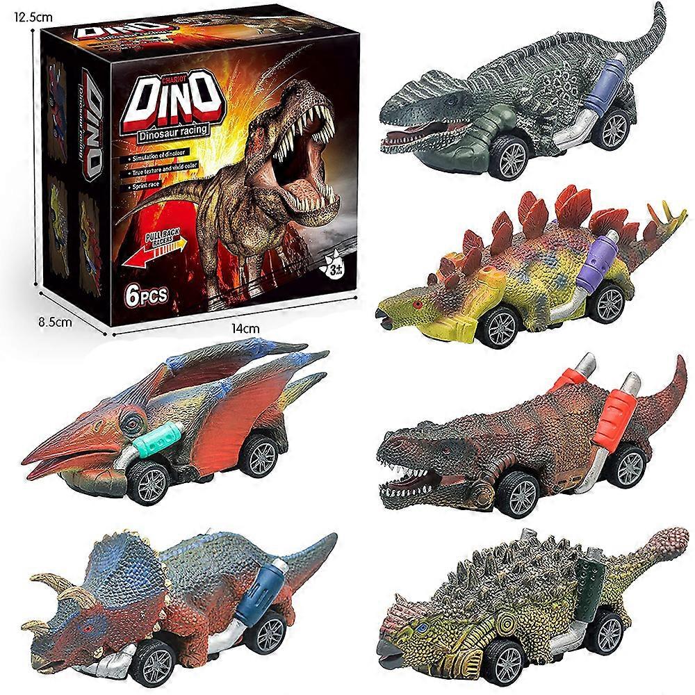 Dinosaur Toys Car 6 Pack Jurassic Dinosaur Monster Designed Pull Back Vehicles