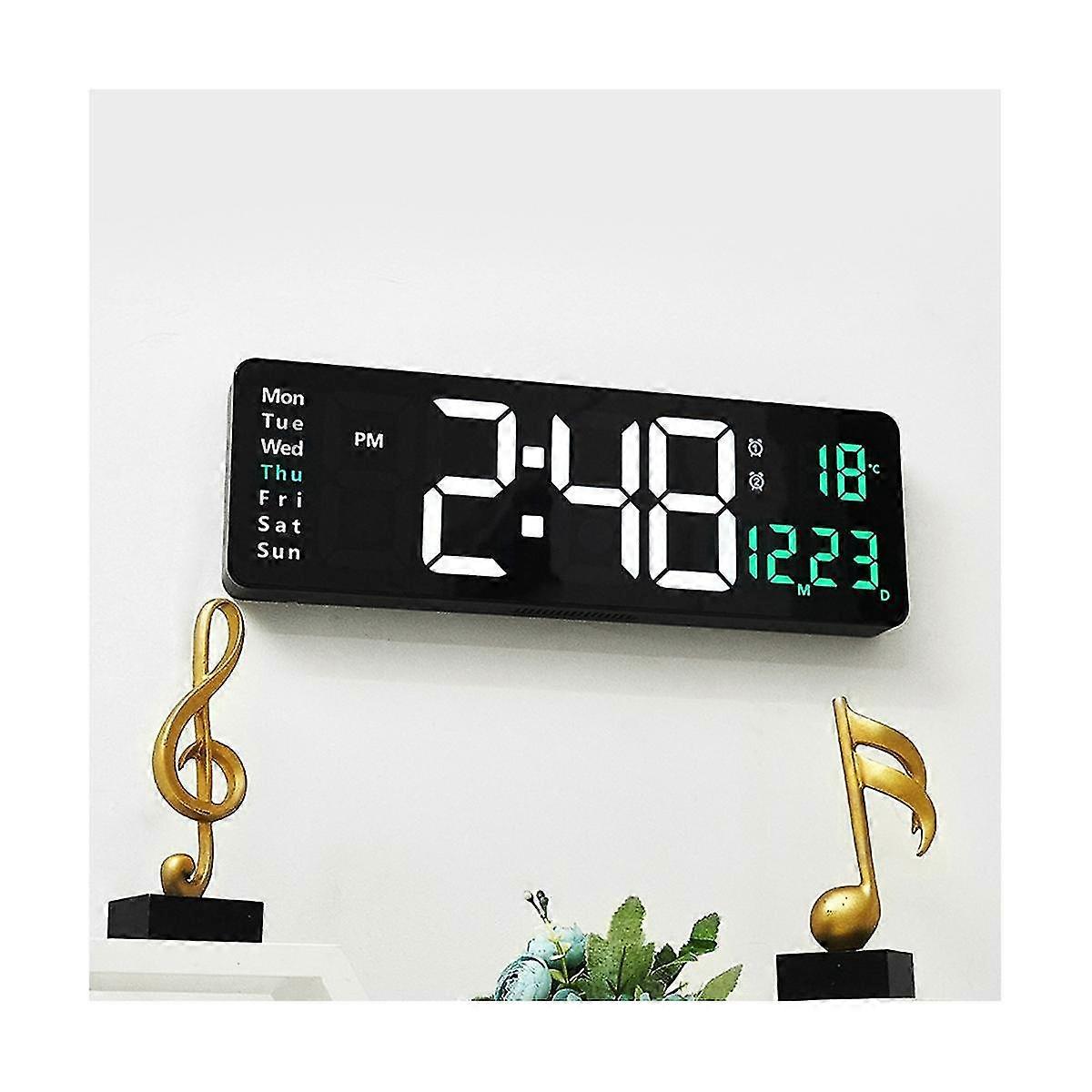 16-inch Led Digital Display Wall Clock Temperature And Humidity Display European Wall Clock Timer Countdown Timer Blue