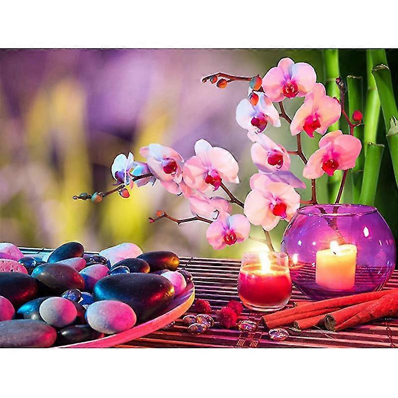 Diy Popular Diamond Dots Painting Orchid Flower Embroidery Diamond Mosaic Home Decoration