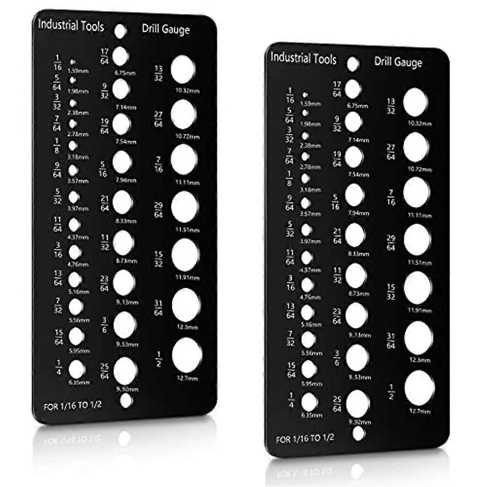 2Pcs Drill Bit Gauge, 1/16-To-1/2-Inch Drill Bit Sizer Gauge, Metric Drill Index Gauge Decimal Scre
