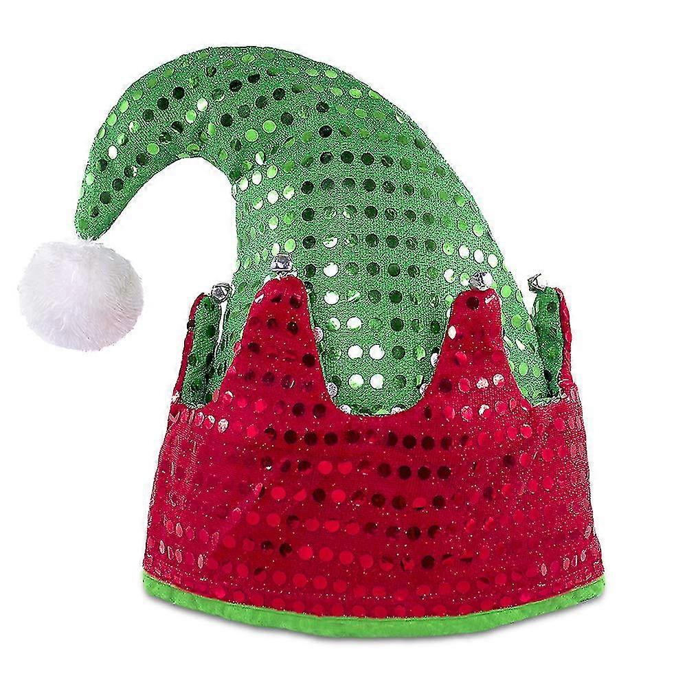 Christmas Red/green Elf Hat Felt Elf Hat With Jingle Bells Santa Hats