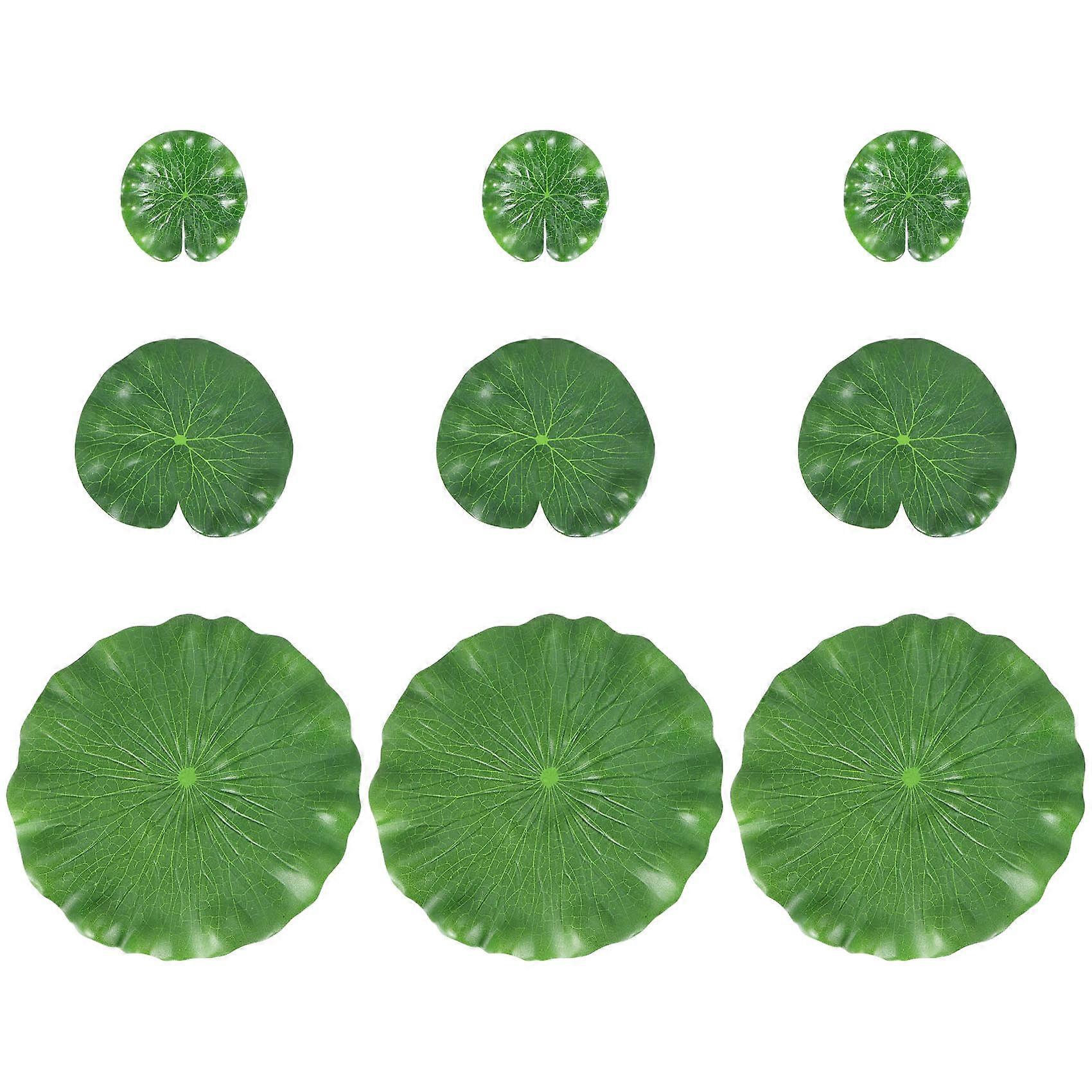 Pack Of 9 Artificial Floating Foam Lotus Leaves Water Pads Ornaments Green | Perfect for Patio Koi